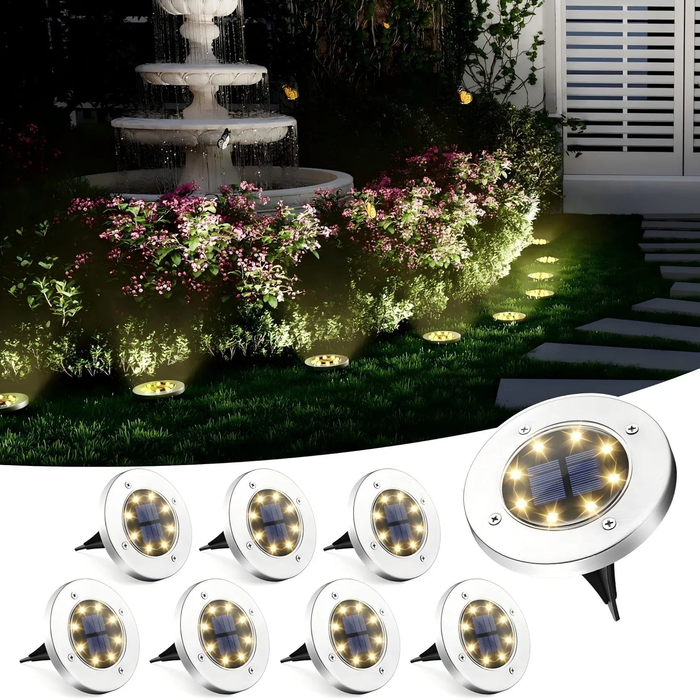 Solar Outdoor Lights Set of 4 or 8 Modern LED Design