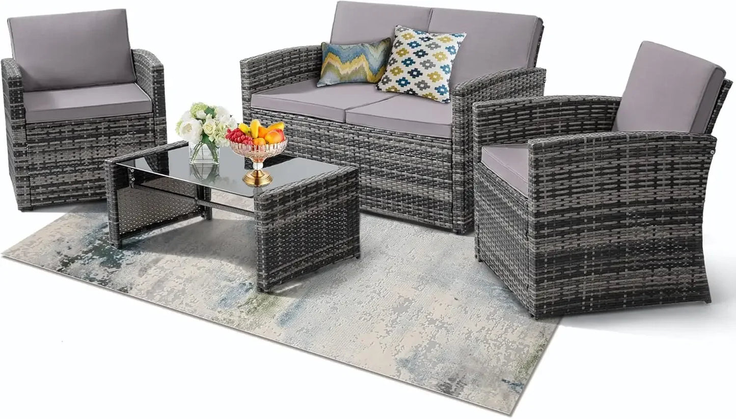 4 Pieces Patio Conversation Set,