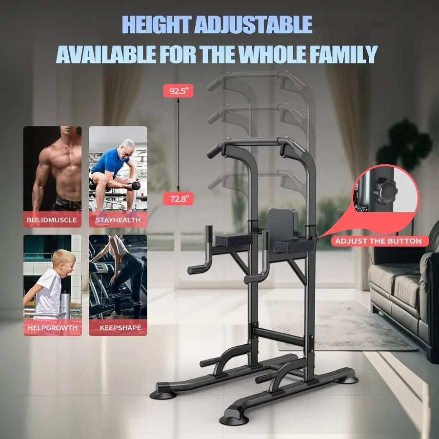 Power Tower Adjustable Height Pull Up and Dip Station