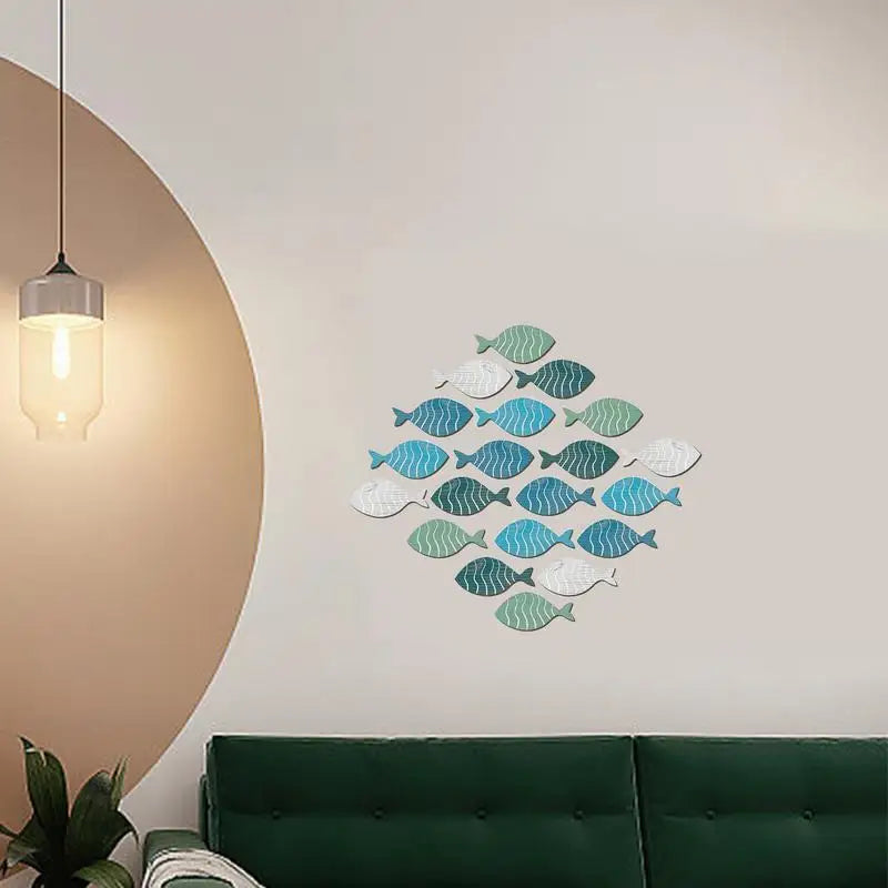 Wooden Fish Wall Decor 20-Piece