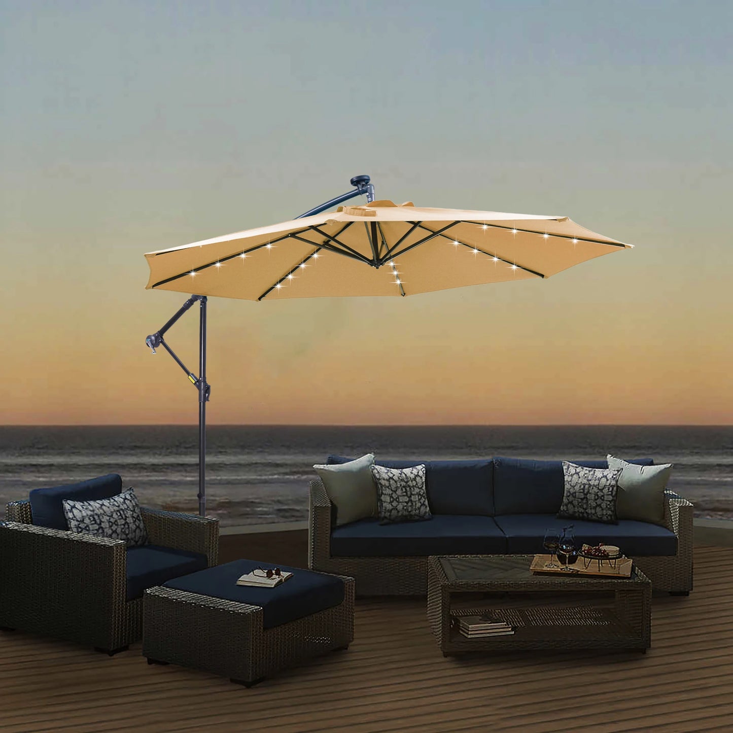 10 FT Solar LED Patio Umbrella for Outdoor Relaxation