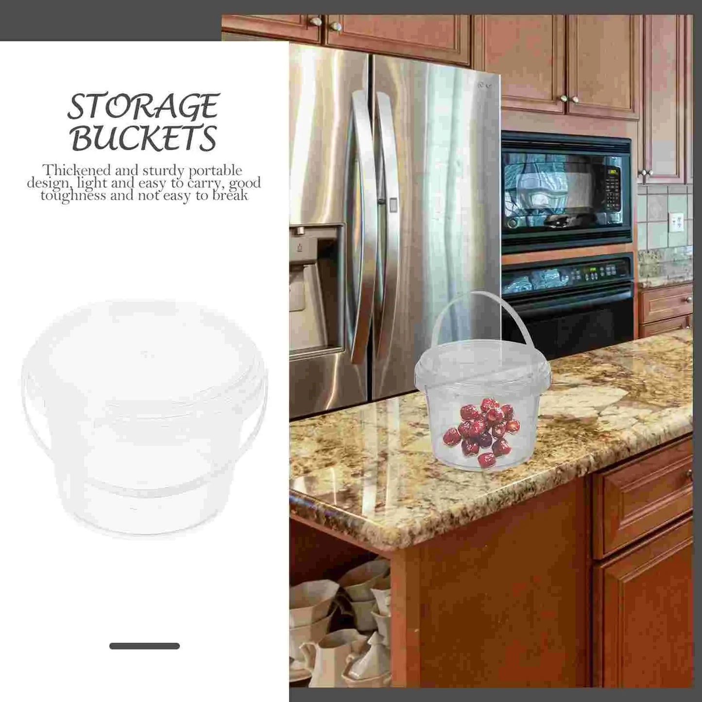 10 Pcs Plastic Storage Buckets Kitchen Containers Empty Bucket Clear Container Household Items Sealed Lid Portable
