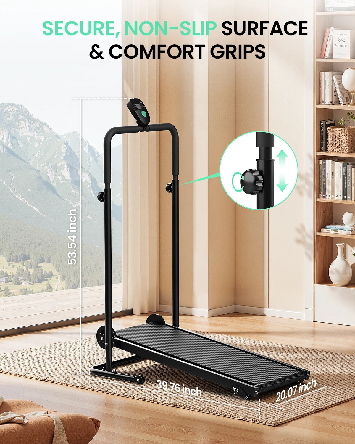 AKLUER Non Electric Treadmill With Dual Flywheel And Fixed Incline