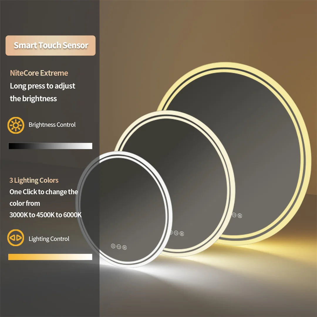 LUVODI 80cm Round Large LED Bathroom Mirror