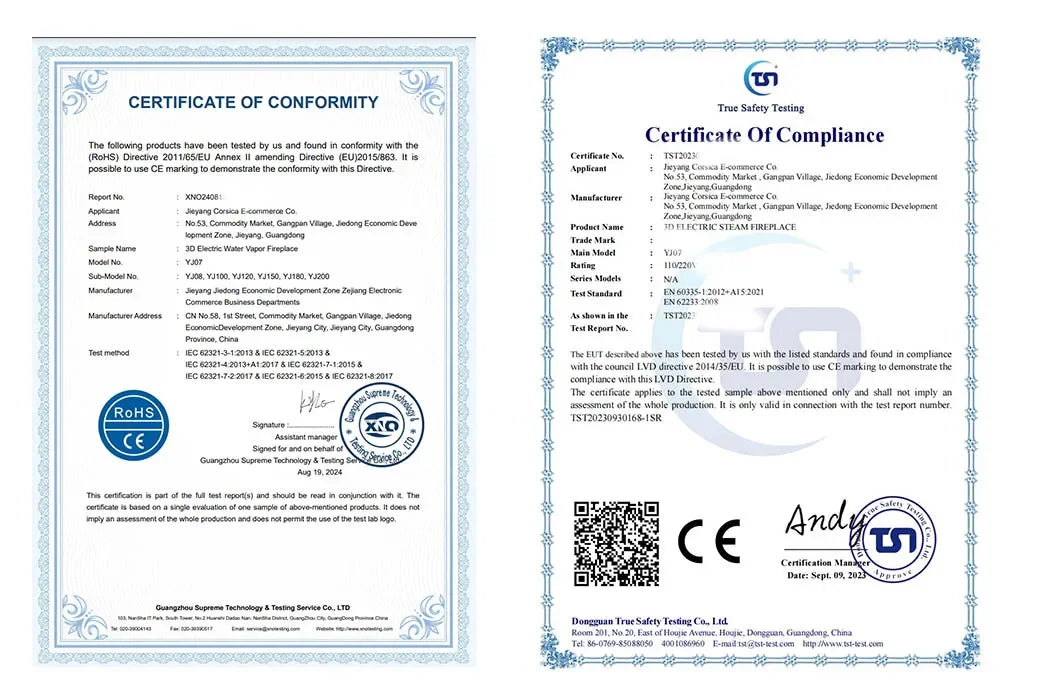 3D Atomized Fireplace With Colorful Steam Flame LED Water Vapor Home Decor CE FCC Certified