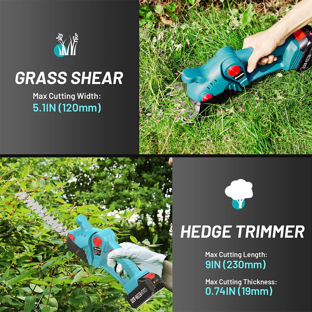 SEESII 2 IN 1 Cordless Hedge Trimmer