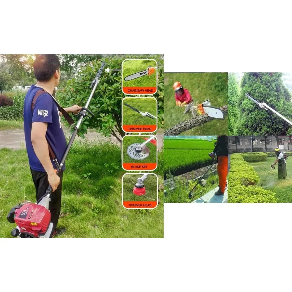 GX50 4-Stroke 8 in 1 Brush Cutter Lawn Mower Gasoline Hedge Trimmer Tool Weed Eater Pruner Saw