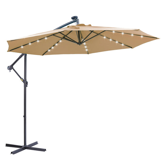 10 FT Solar LED Patio Umbrella for Outdoor Relaxation