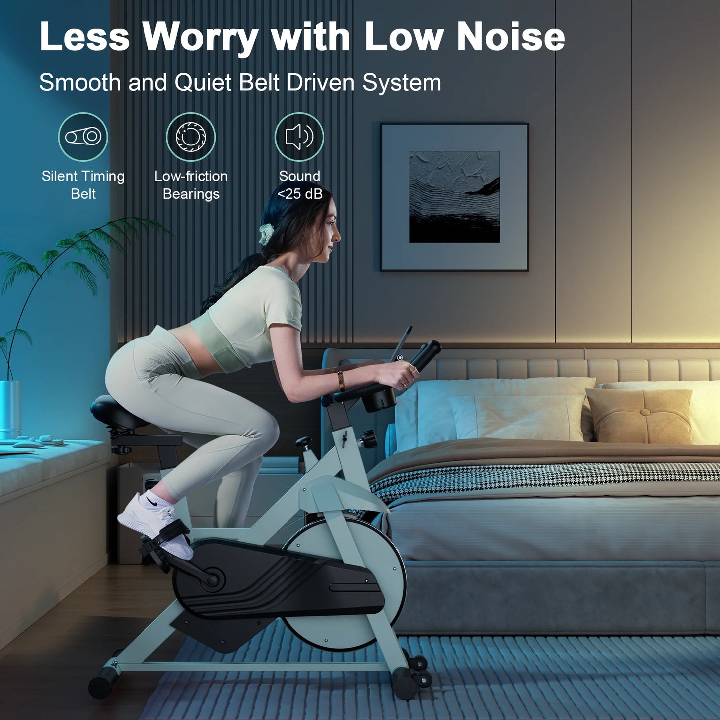 Superun Exercise Bike With Bluetooth Connectivity And Adjustable Armrest Comfort