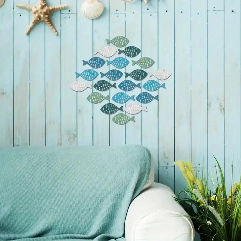 Wooden Fish Wall Decor 20-Piece