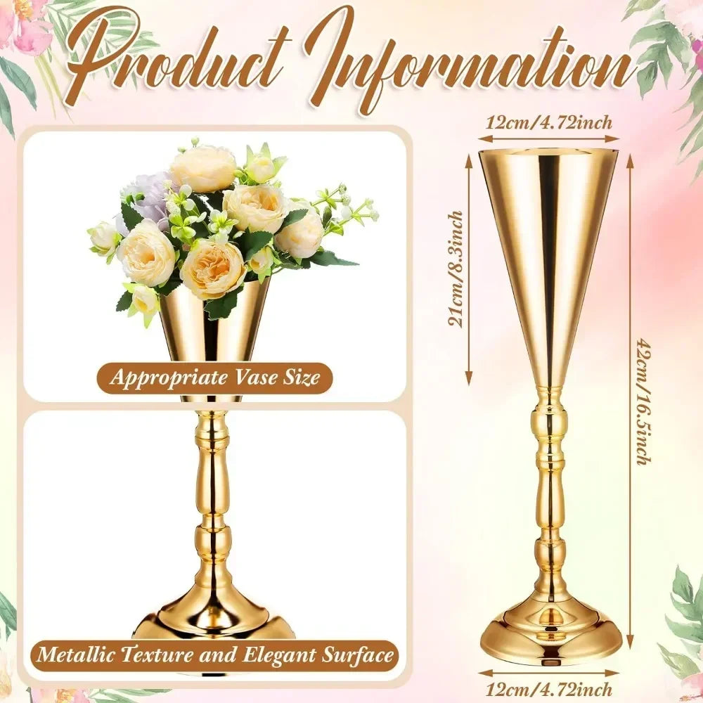 Tall Gold Vase ,16.5 Inches ,20 Pcs