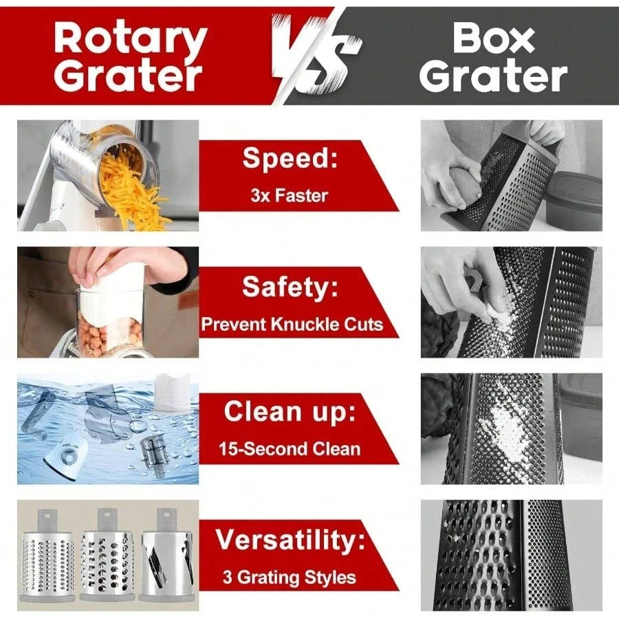 AEDG Manual Rotary Cheese Grater Stainless Steel Kitchen Tool