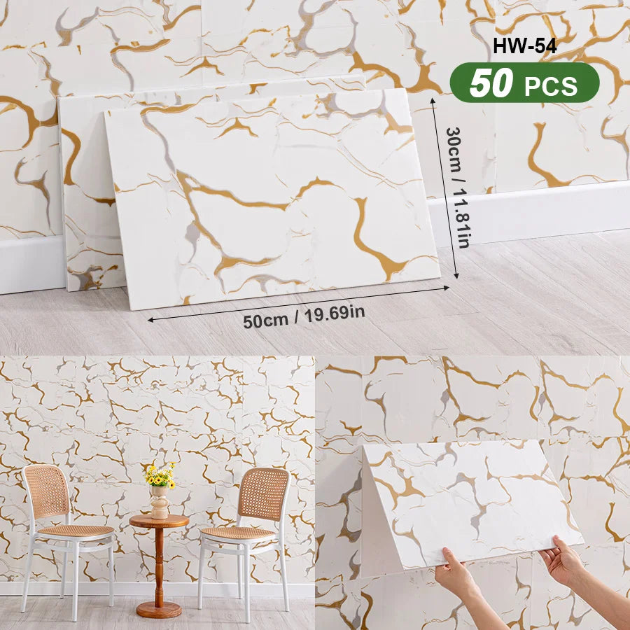 3D Self Adhesive Peel and Stick Wall Tiles 50 Pieces