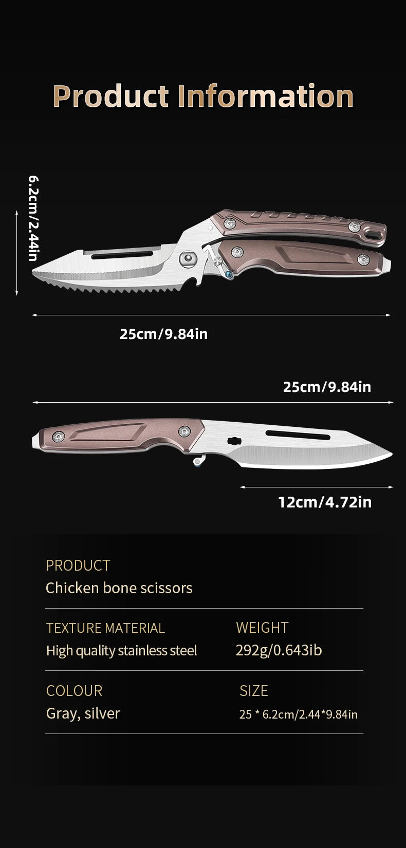 Heavy Duty Poultry Shears Professional Kitchen Stainless Steel