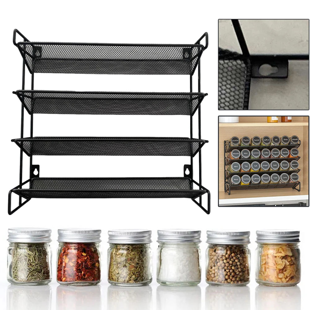 4 Tier Kitchen Organizer Spice Rack Wall Mounted