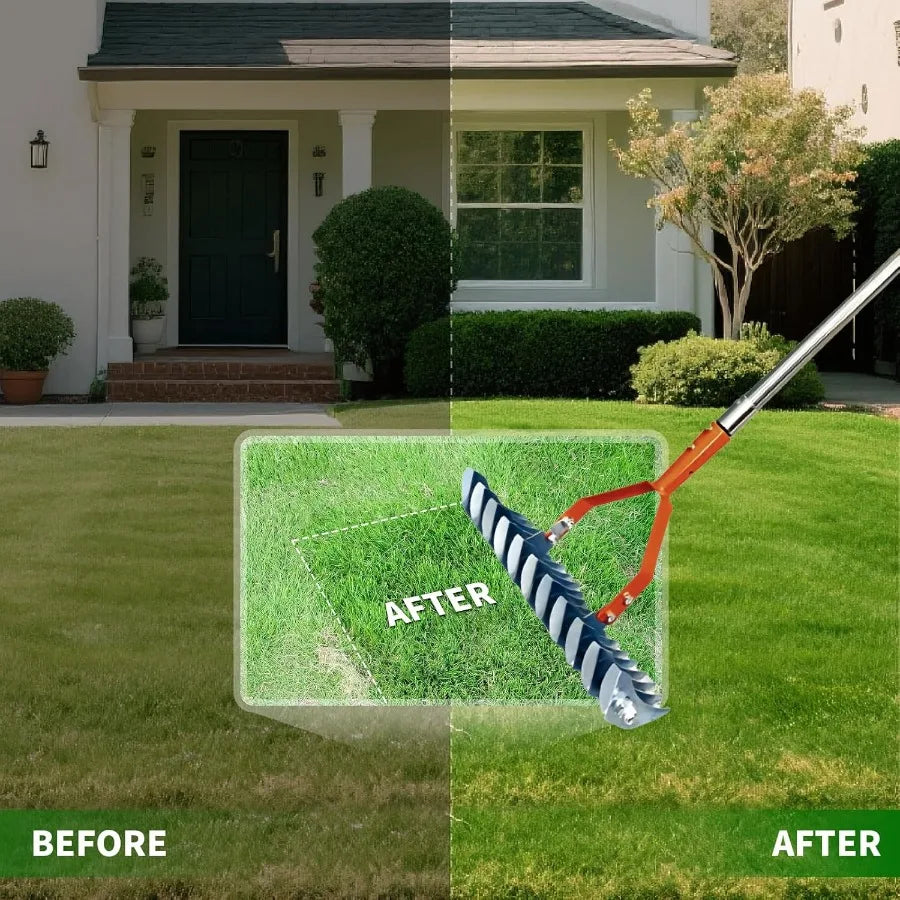 Thatch Rake 14 Wide 21Tines Sturdy Garden Dethatcher Rake