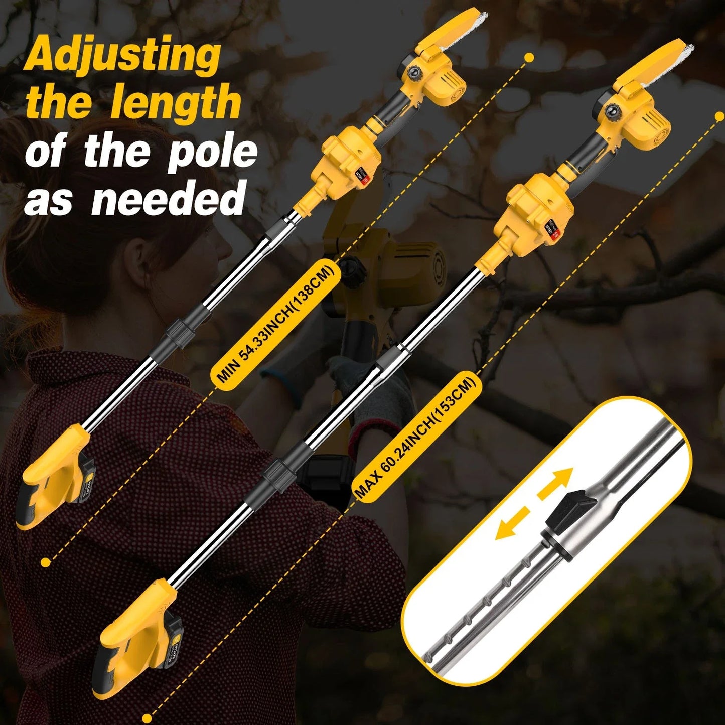 2 In 1 Brushless Electric Telescoping Pole Saw Garden Tool