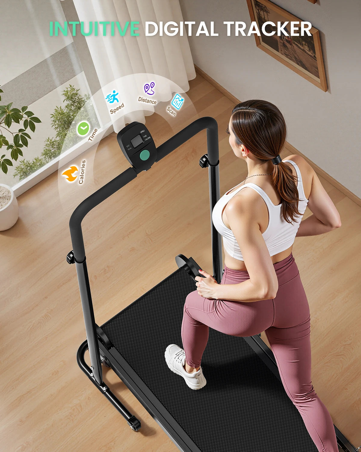 AKLUER Non Electric Treadmill With Dual Flywheel And Fixed Incline