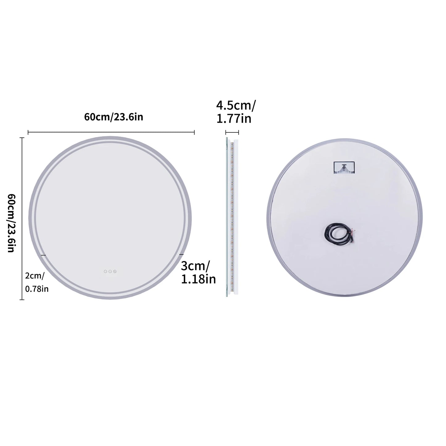 LUVODI 80cm Round Large LED Bathroom Mirror