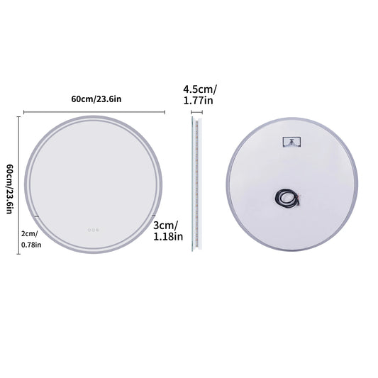 LUVODI 80cm Round Large LED Bathroom Mirror