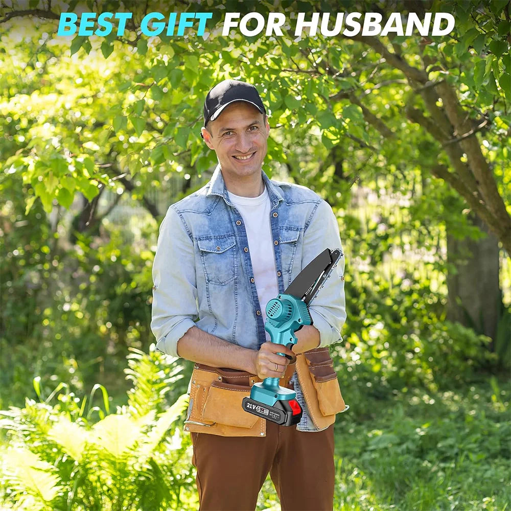 Seesii 6-inch Cordless Mini Chainsaw Electric Power Chain Saw