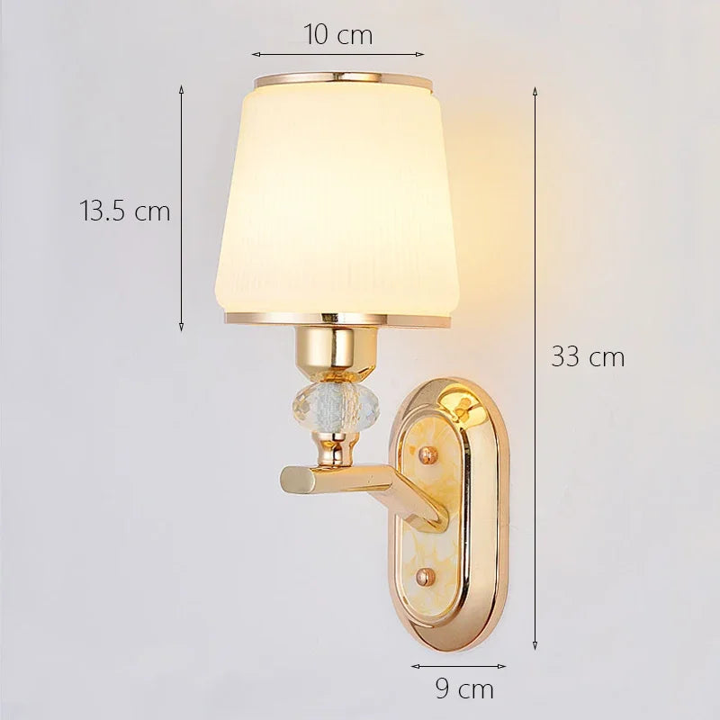 Modern Minimalist Crystal Bedside Wall Sconce Lamp In Iron Finish For Bedroom Or Living Room