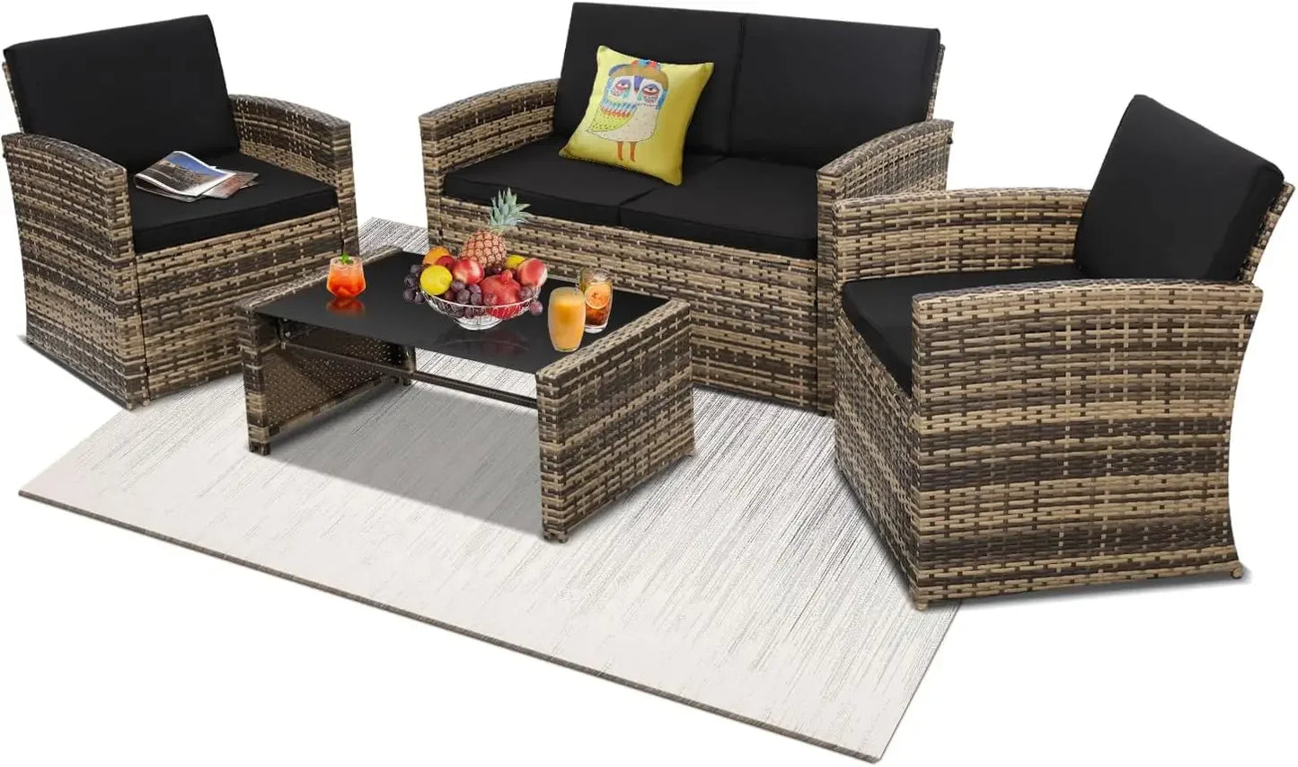 4 Pieces Patio Conversation Set,
