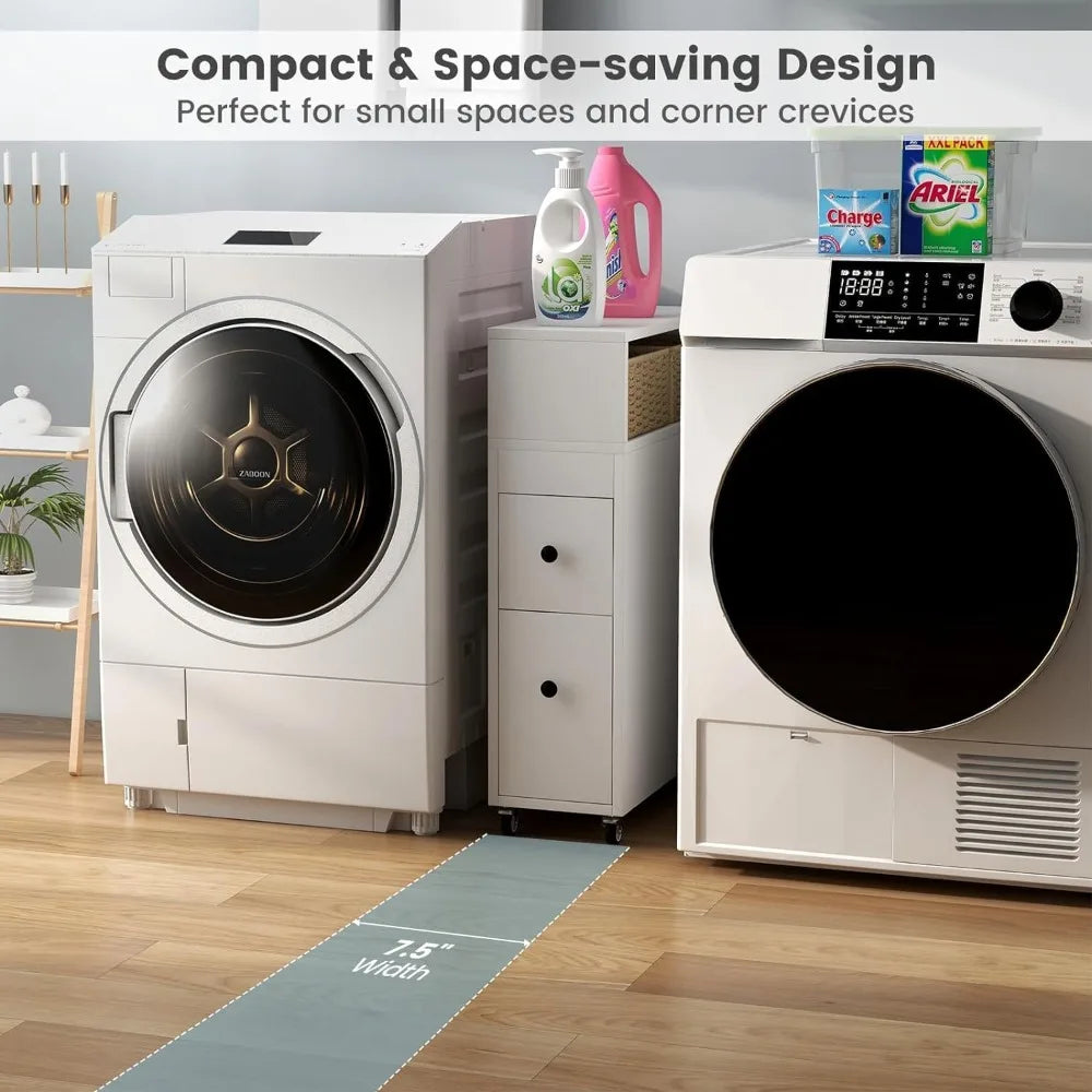 Narrow Rolling Bathroom Storage Cabinet