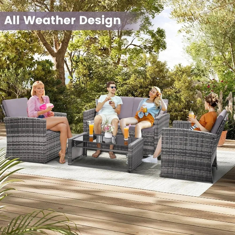 4 Pieces Patio Conversation Set,