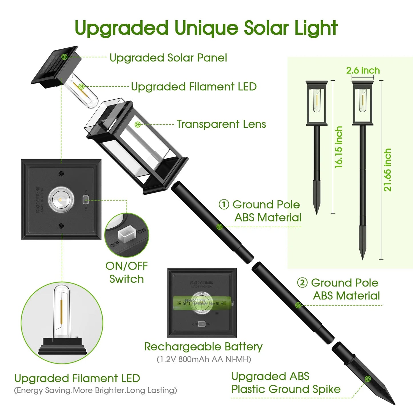 Upgraded Solar Lights 6/12 Pack Modern LED Garden Lighting