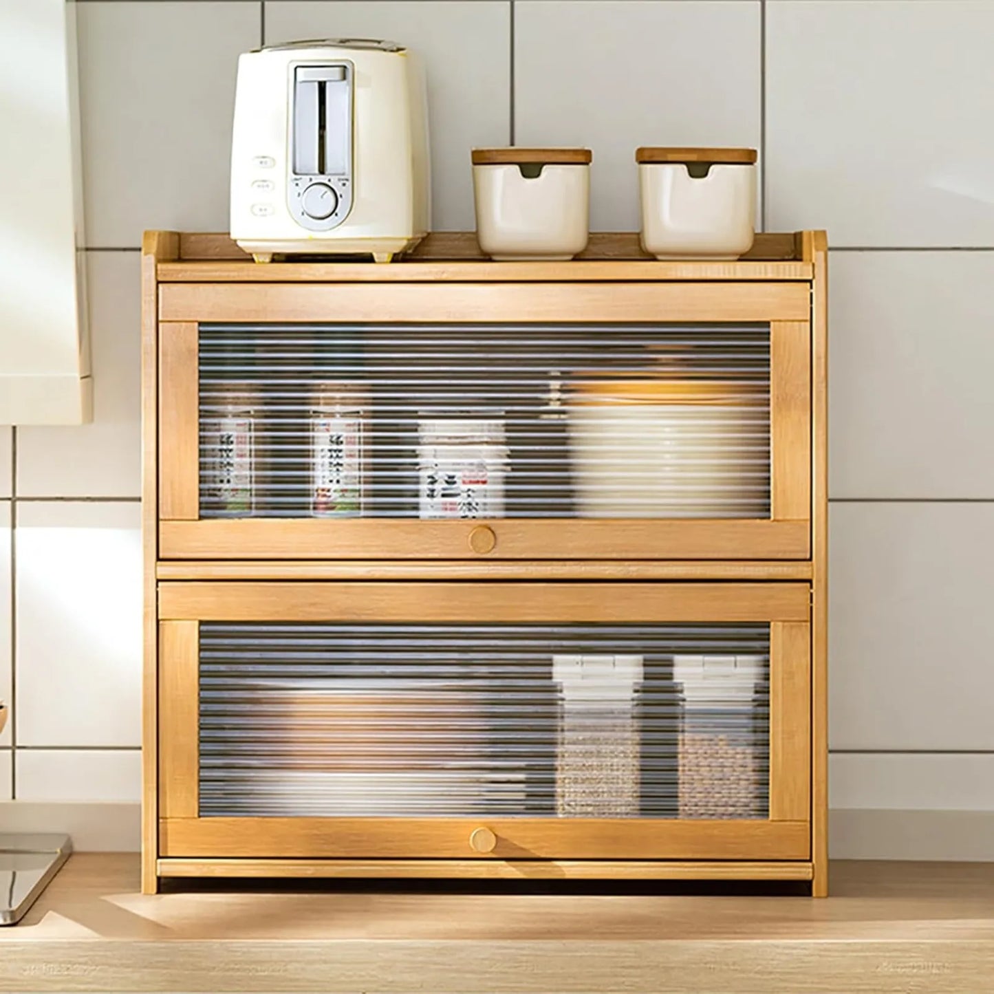 Each 2-Tier Bamboo Kitchen Storage Cabinet