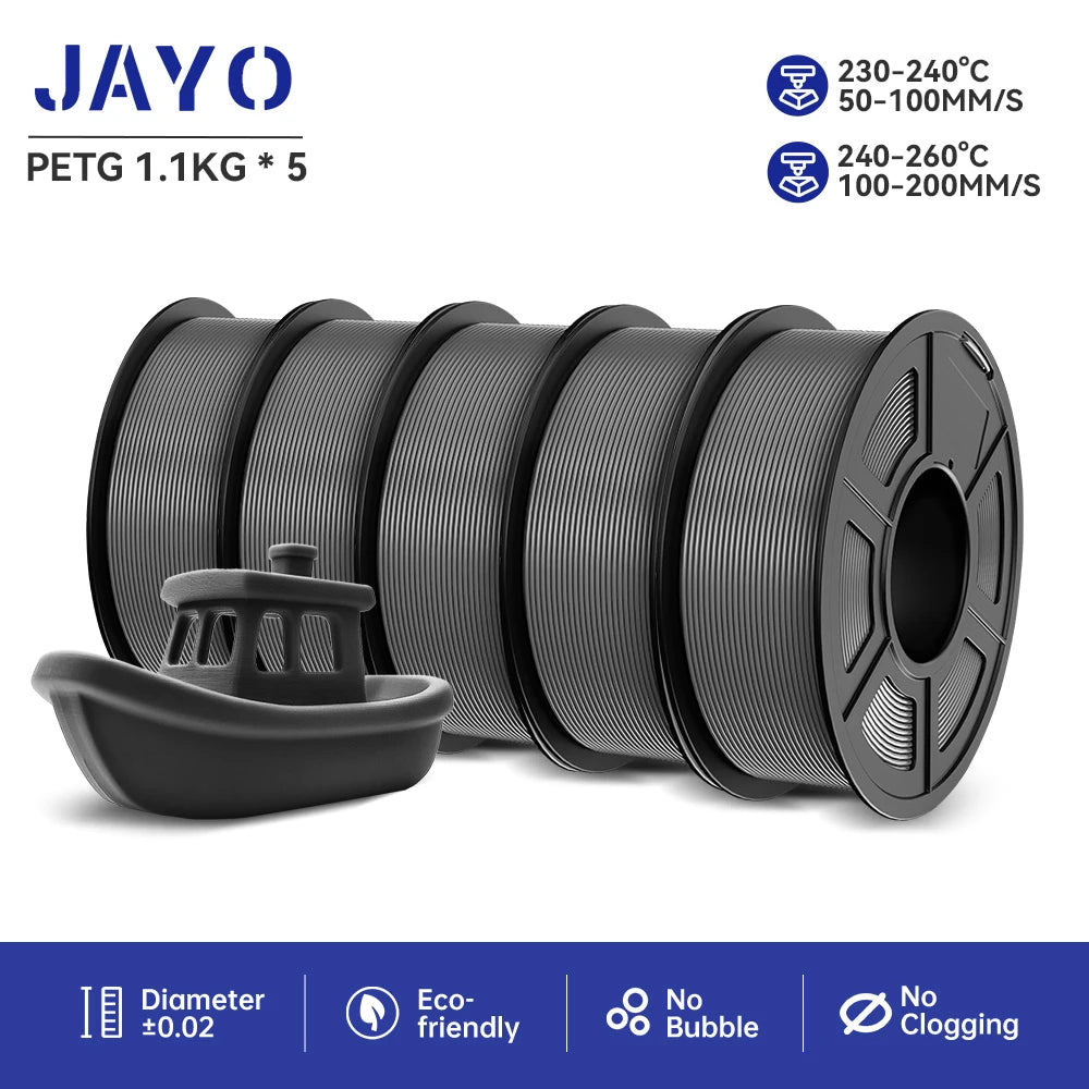 JAYO PLA/PETG/ABS/TPU/PLA plus/PLAMeta 5 Rolls