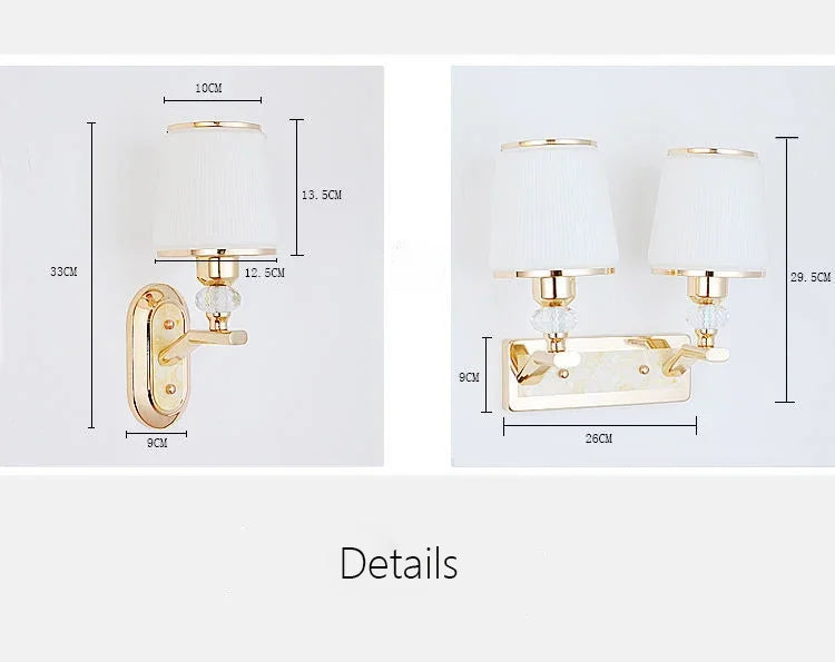 Modern Minimalist Crystal Bedside Wall Sconce Lamp In Iron Finish For Bedroom Or Living Room
