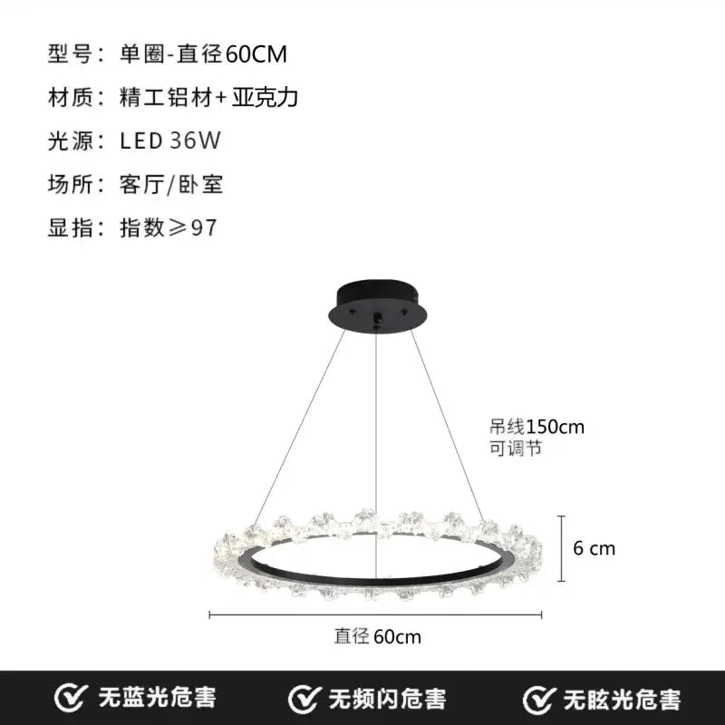 Luxury Crystal Pendant Light LED Ring