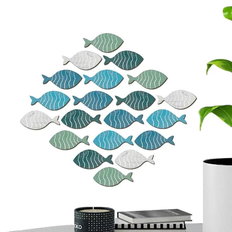 Wooden Fish Wall Decor 20-Piece