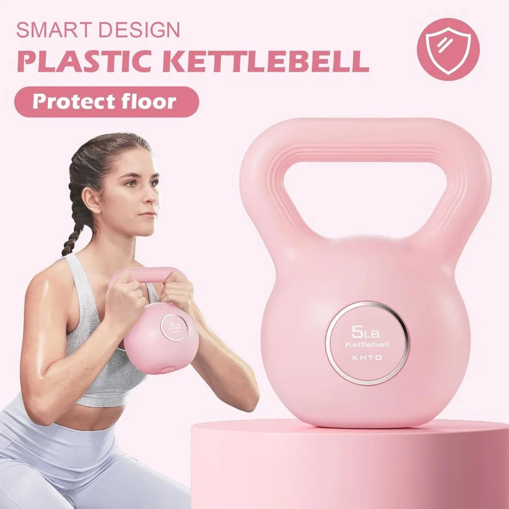 Kettlebells Fitness Exercise Set For Strength Training Durable Plastic Construction