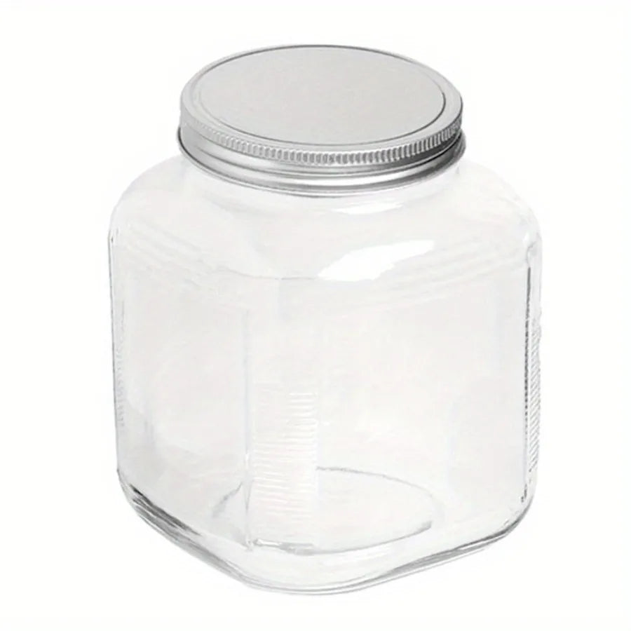 Clear Glass Cookie Jar with Brushed Aluminum Lid