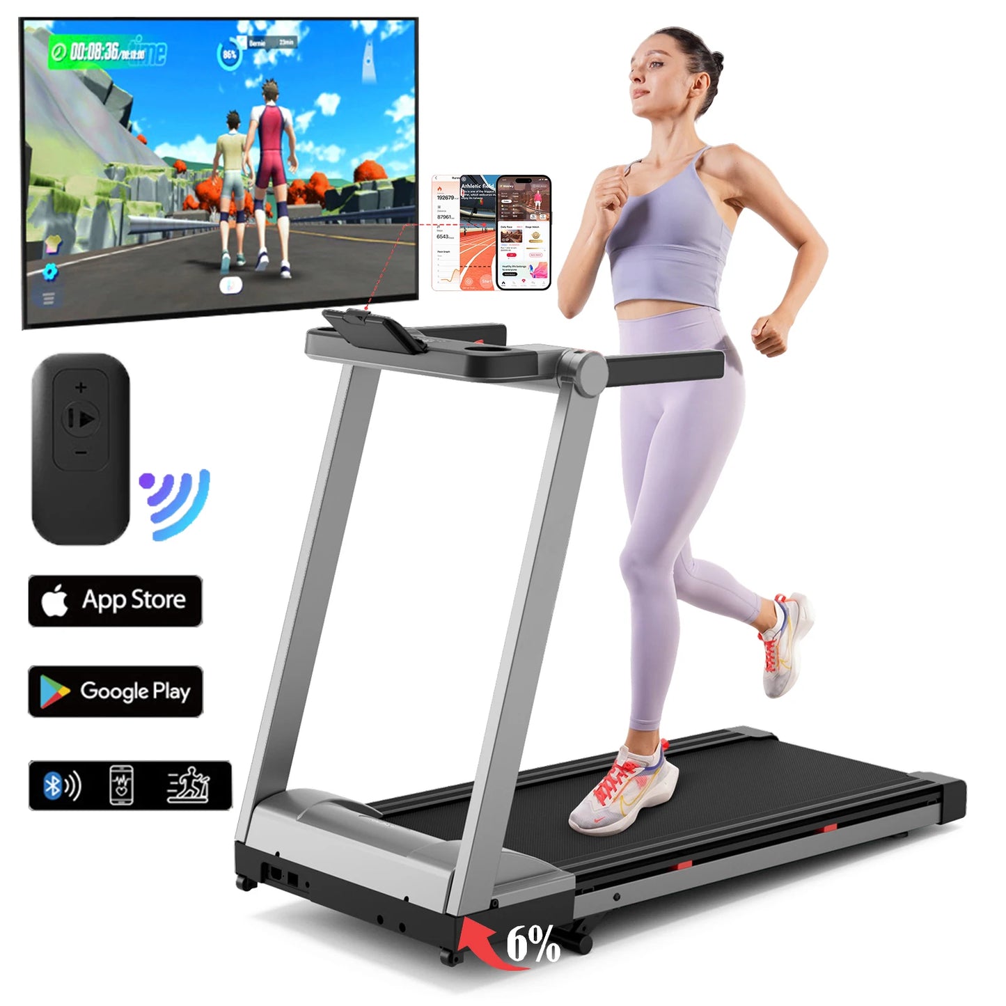 3.5HP Foldable Incline Home Treadmill Walking Pad