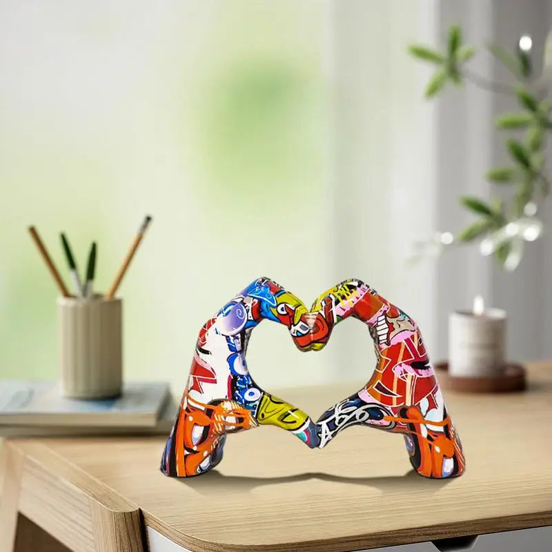 Creative Heart Gesture Sculpture Resin Abstract Hand