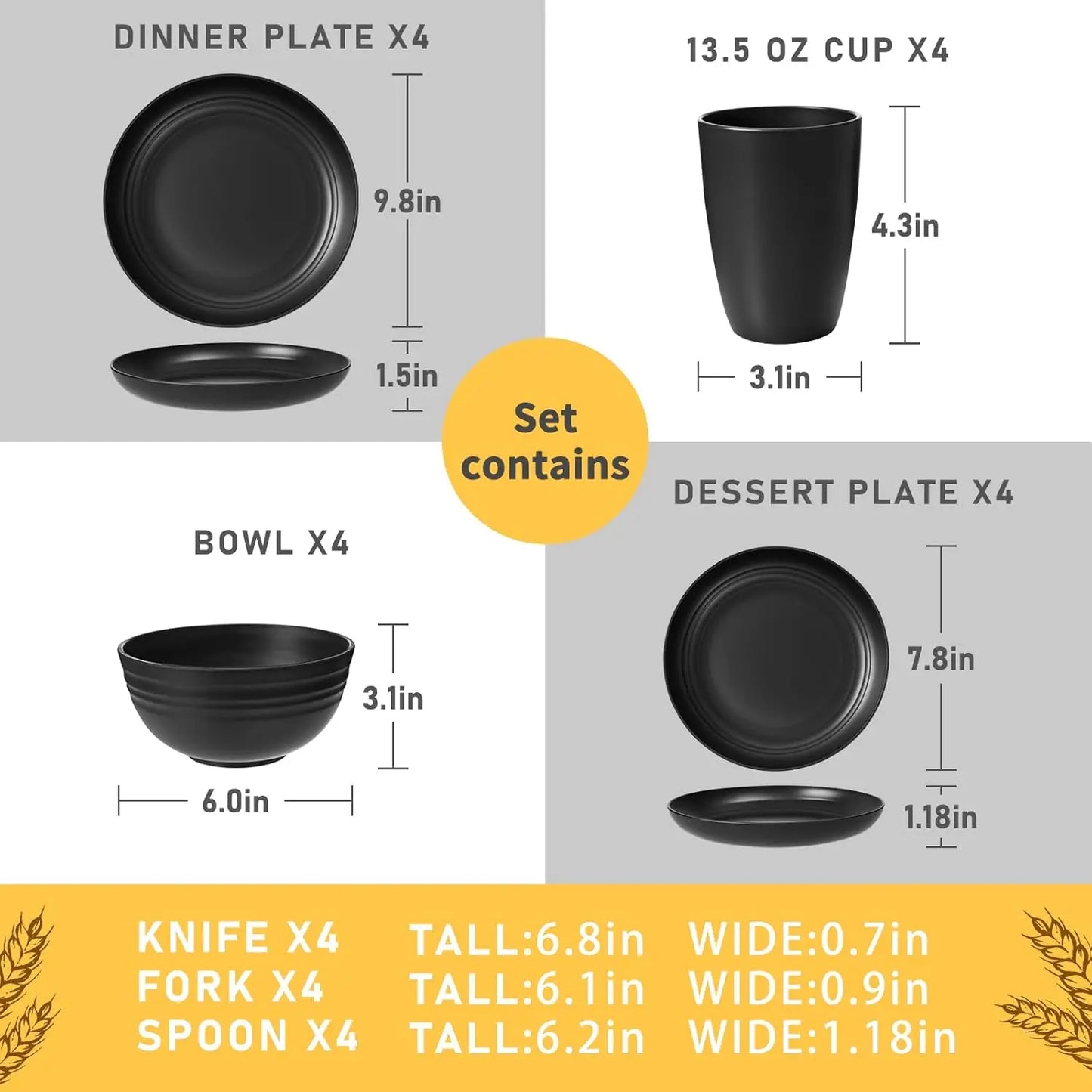 Wheat Straw Dinnerware Sets, Dinnerware Sets