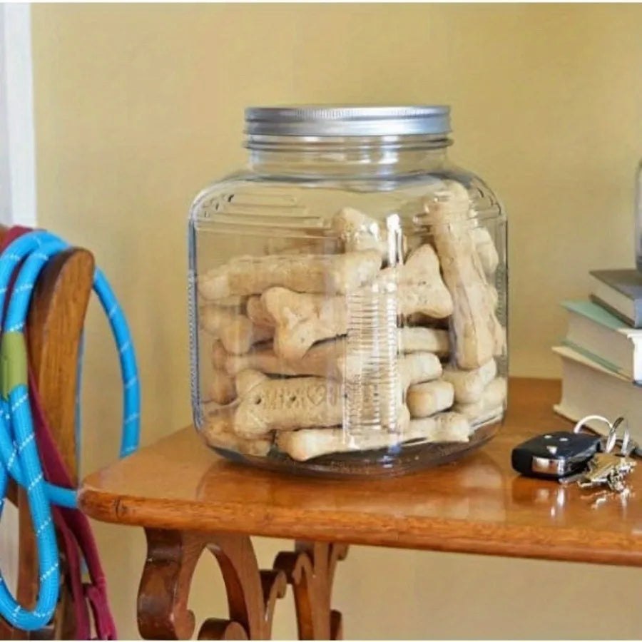 Clear Glass Cookie Jar with Brushed Aluminum Lid