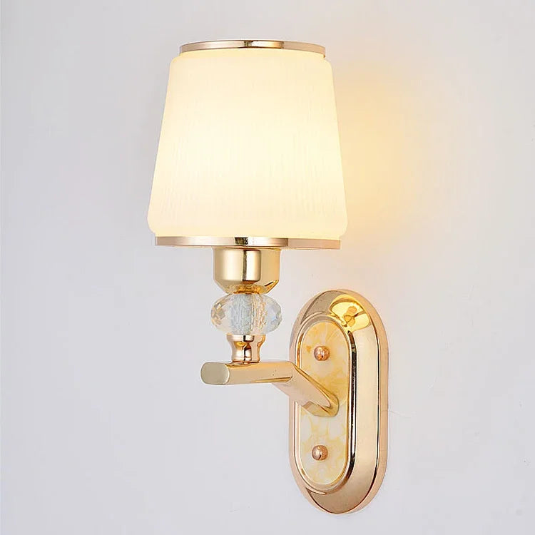 Modern Minimalist Crystal Bedside Wall Sconce Lamp In Iron Finish For Bedroom Or Living Room