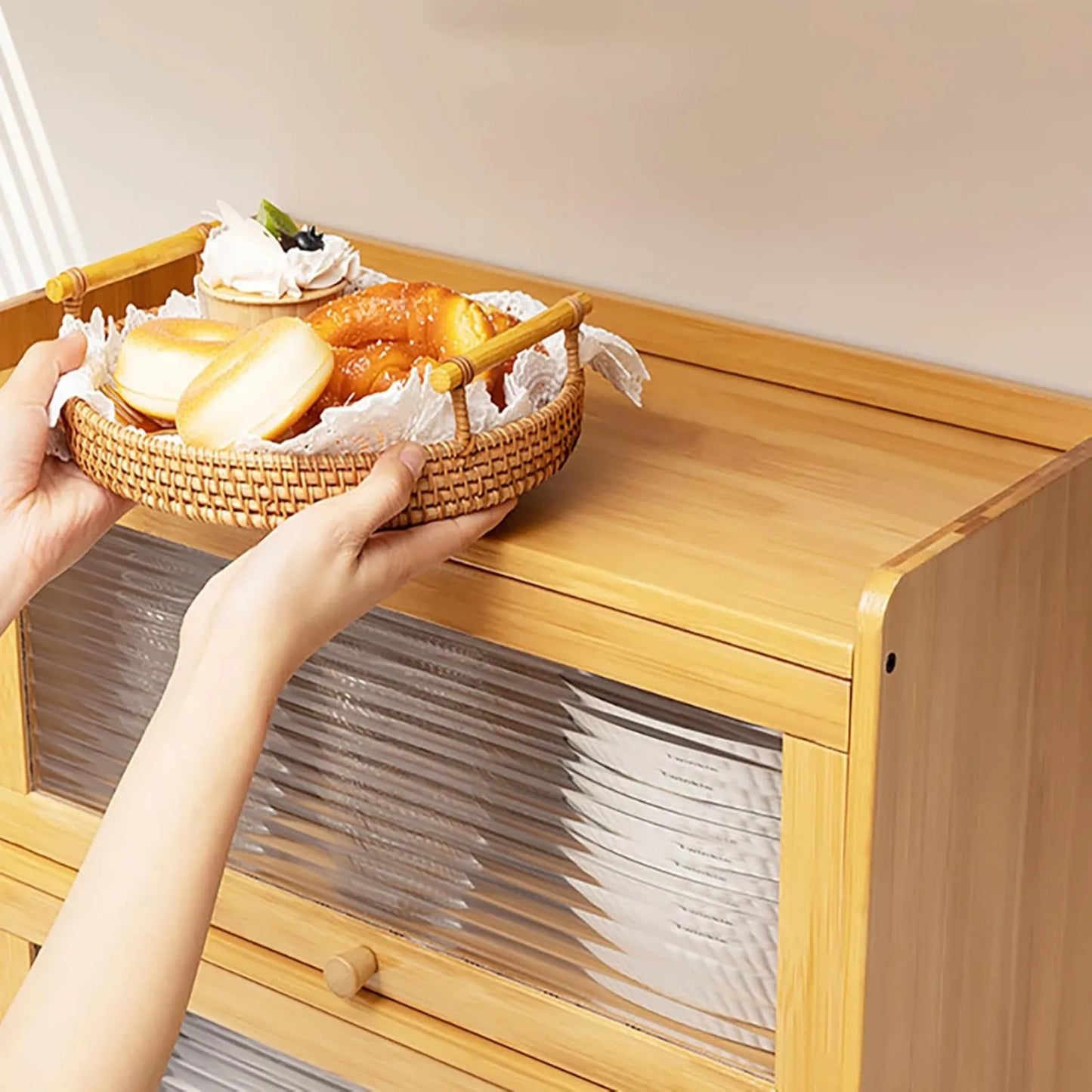 Each 2-Tier Bamboo Kitchen Storage Cabinet