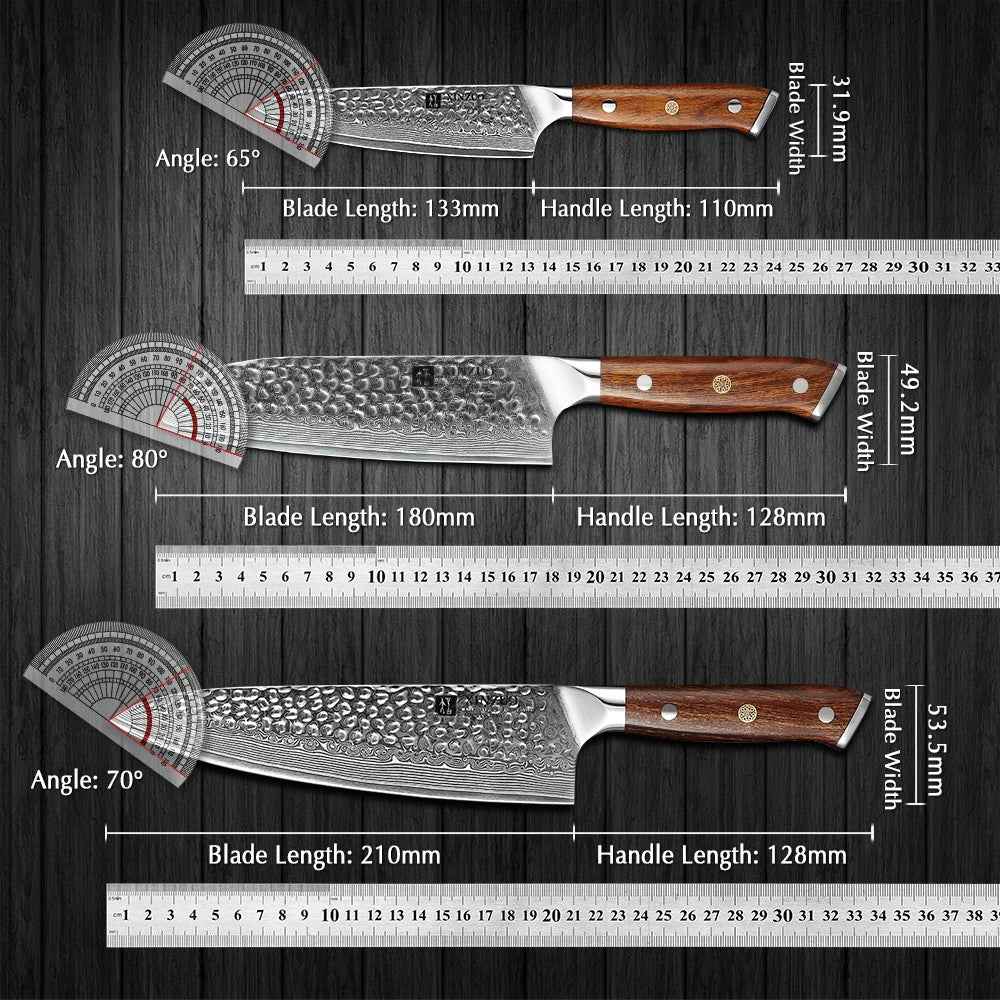 XINZUO 7PCS Damascus Kitchen Knives Set