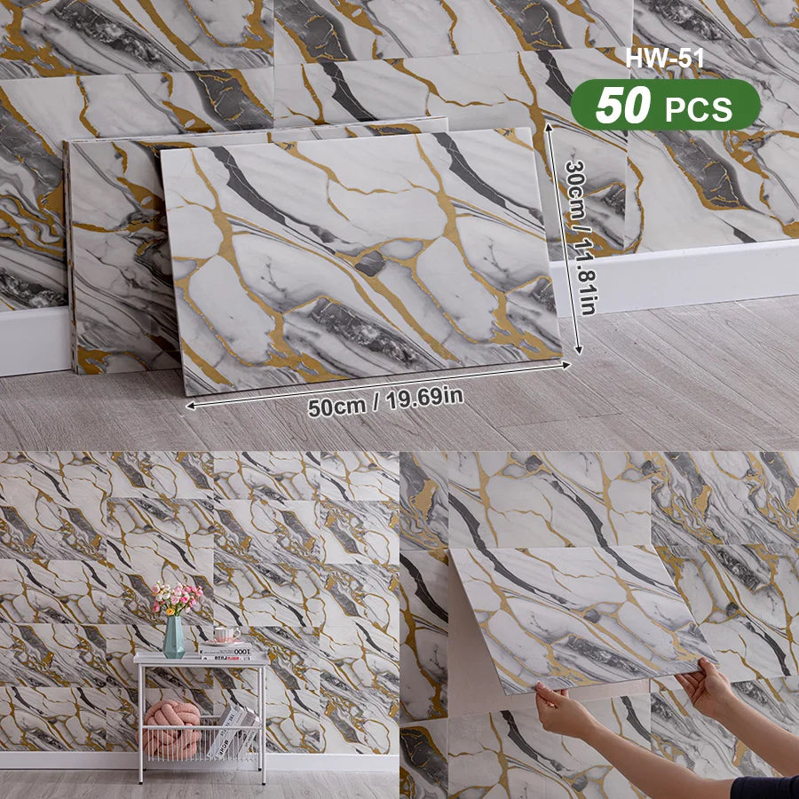 3D Self Adhesive Peel and Stick Wall Tiles 50 Pieces