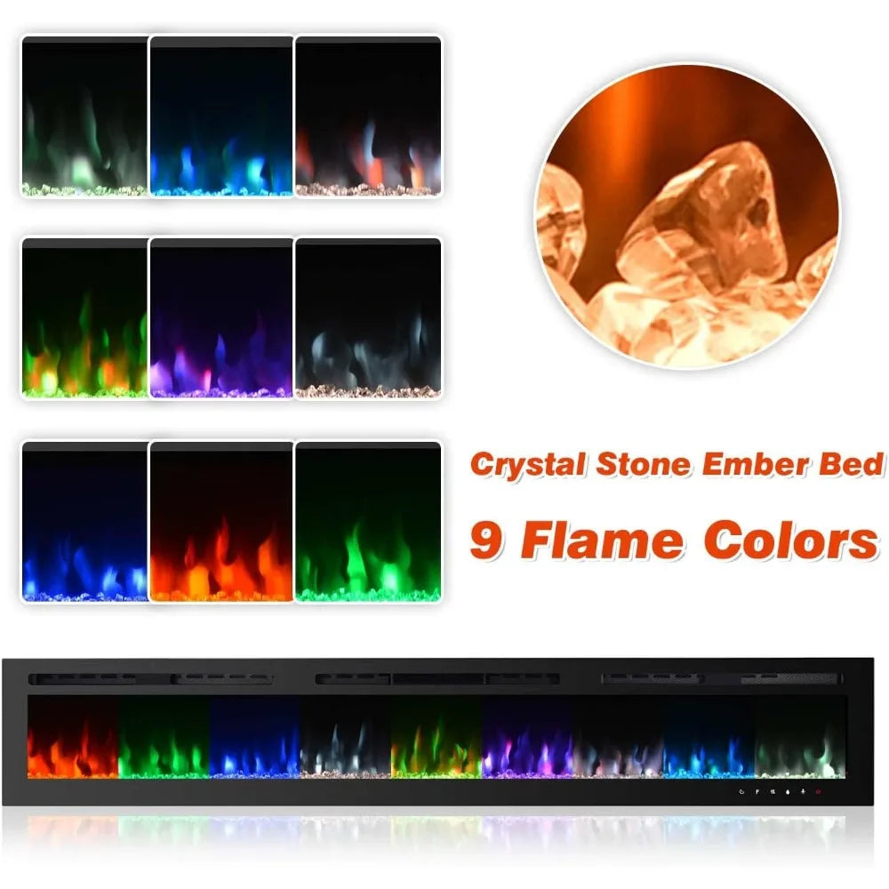 Recessed and Wall Mounted Fireplace Fire Place with Timer
