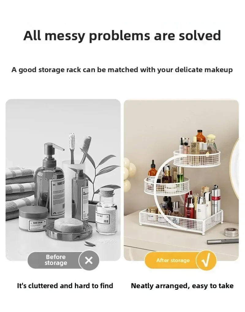 Hign-concerned Metal Makeup Storage Rack for Efficient Countertop Organization and Cosmetic Tools