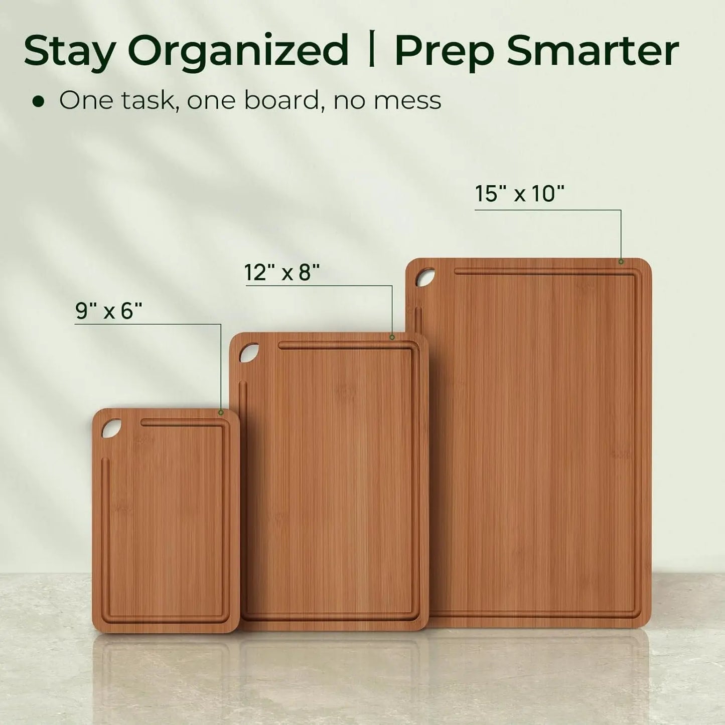 Carbonized Bamboo Cutting Boards Set For Kitchen Prep