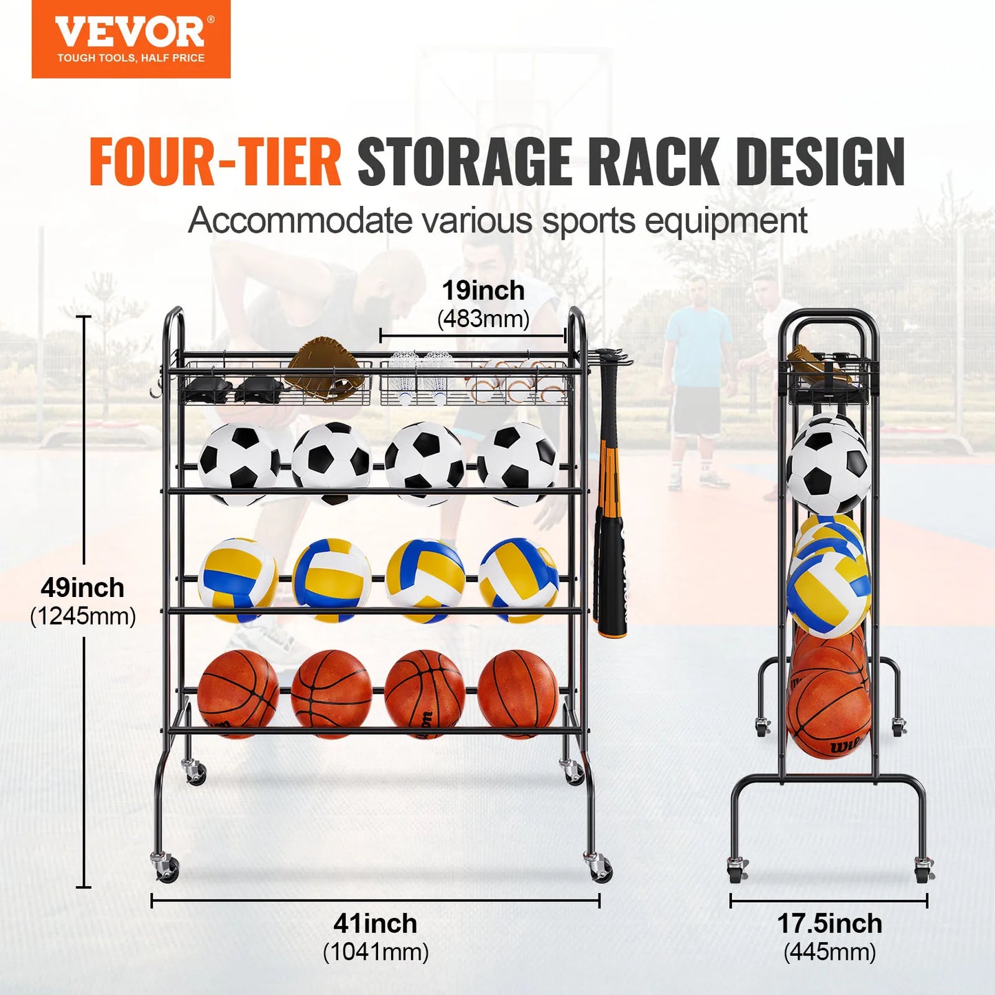 VEVOR 4-Layer Rolling Basketball Rack And Shooting Stand