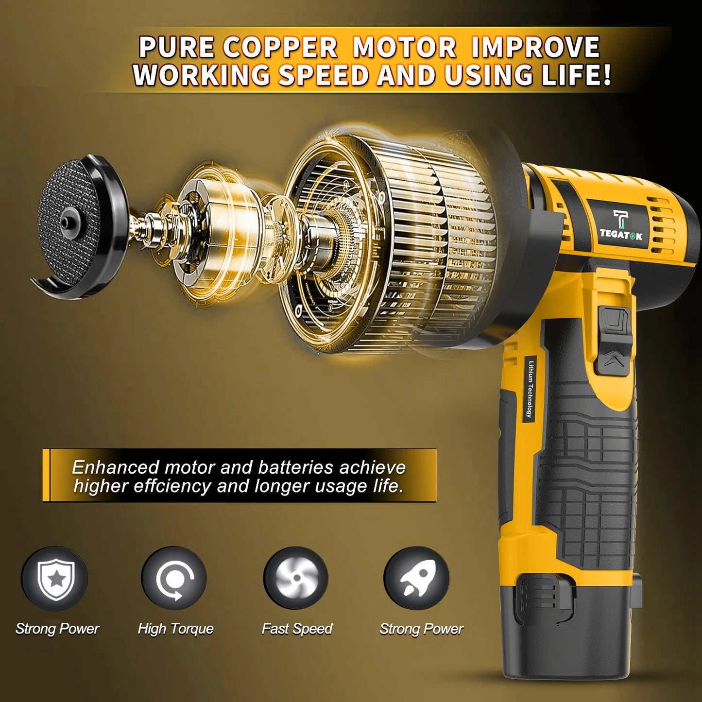 19500RPM Electric Angle Grinder Polishing Tool Cordless Portable Mini Cutting Machine 12V Rechargeable Battery